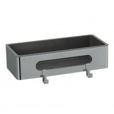 Полка для душа прямая Lemark ШЕЛФ ЛАЙН_SHELF LINE из нерж. стали с крючками, хром/вставка-пластик графит 9771043