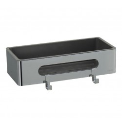 Полка для душа прямая Lemark ШЕЛФ ЛАЙН_SHELF LINE из нерж. стали с крючками, хром/вставка-пластик графит