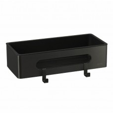 Полка для душа прямая Lemark ШЕЛФ ЛАЙН_SHELF LINE из нерж. стали с крючками, черный/ вставка-пластик черный 9772044
