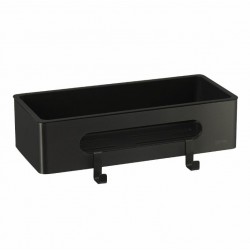 Полка для душа прямая Lemark ШЕЛФ ЛАЙН_SHELF LINE из нерж. стали с крючками, черный/ вставка-пластик черный
