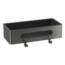 Полка для душа прямая Lemark ШЕЛФ ЛАЙН_SHELF LINE из нерж. стали с крючками, графит/вставка-пластик графит 9776045