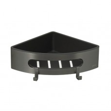 Полка для душа угловая Lemark ШЕЛФ ЛАЙН_SHELF LINE из нерж. стали с крючками, графит/вставка-пластик графит 9776048