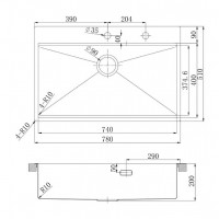 Кухонная мойка Lemark  IORDANA 780 прямоугольная из нержавеющей стали с аксессуарами в комплекте: ролл-мат, коландер, разделочная доска цвет: Чёрный матовый (9932120)