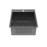 Кухонная мойка Lemark JANGA 440 прямоугольная из нержавеющей стали цвет: Чёрный матовый 9932104