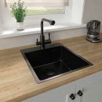Кухонная мойка Lemark JANGA 440 прямоугольная из нержавеющей стали цвет: Чёрный матовый 9932104