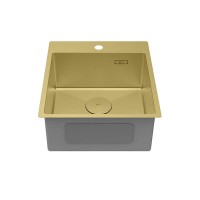 Кухонная мойка Lemark JANGA 440 прямоугольная из нержавеющей стали цвет: светлое золото 9938102