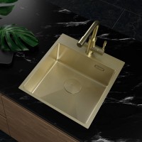 Кухонная мойка Lemark JANGA 440 прямоугольная из нержавеющей стали цвет: светлое золото 9938102