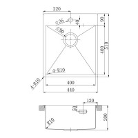 Кухонная мойка Lemark JANGA 440 прямоугольная из нержавеющей стали цвет: светлое золото 9938102