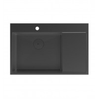 Кухонная мойка Lemark KEZADRA 780L прямоугольная с крылом из нержавеющей стали (чаша СЛЕВА) цвет: Чёрный матовый 9932152