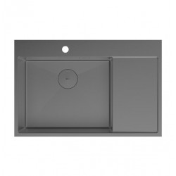 Кухонная мойка Lemark KEZADRA 780L прямоугольная с крылом из нержавеющей стали (чаша СЛЕВА) цвет: Графит 9936151