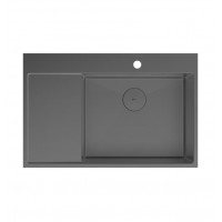 Кухонная мойка Lemark КЕЗАДРА 780П_KEZADRA 780P прямоугольная с крылом из нержавеющей стали (чаша СПРАВА) цвет: Графит 9936155