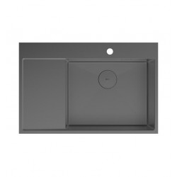 Кухонная мойка Lemark КЕЗАДРА 780П_KEZADRA 780P прямоугольная с крылом из нержавеющей стали (чаша СПРАВА) цвет: Графит 9936155