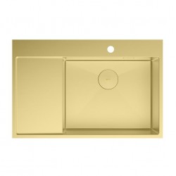 Кухонная мойка Lemark КЕЗАДРА 780П_KEZADRA 780P прямоугольная с крылом из нержавеющей стали (чаша СПРАВА) цвет:  Светлое золото 9938154