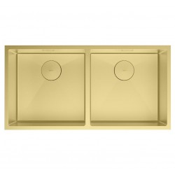 Кухонная мойка Lemark ПРОРАН 900_PRORAN 900 прямоугольная с двумя чашами из нержавеющей стали цвет: Светлое золото 9938138