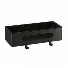 Полка для душа прямая Lemark SHELF LINE из нерж. стали с крючками, черный/ вставка-пластик черный (9772044)